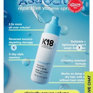 K18 Biomimetic Hairscience AstroLift Reparative Volume Spray - White